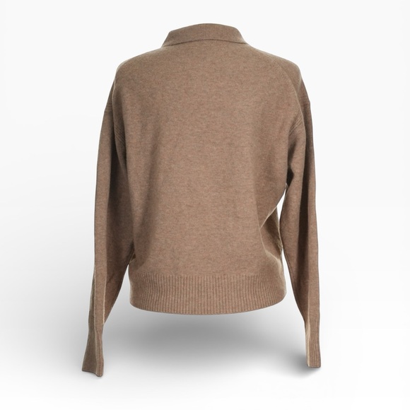 J. Crew Long Sleeve Sweater Polo in Supersoft Yarn Size Medium Tan Wool Blend - Picture 3 of 9